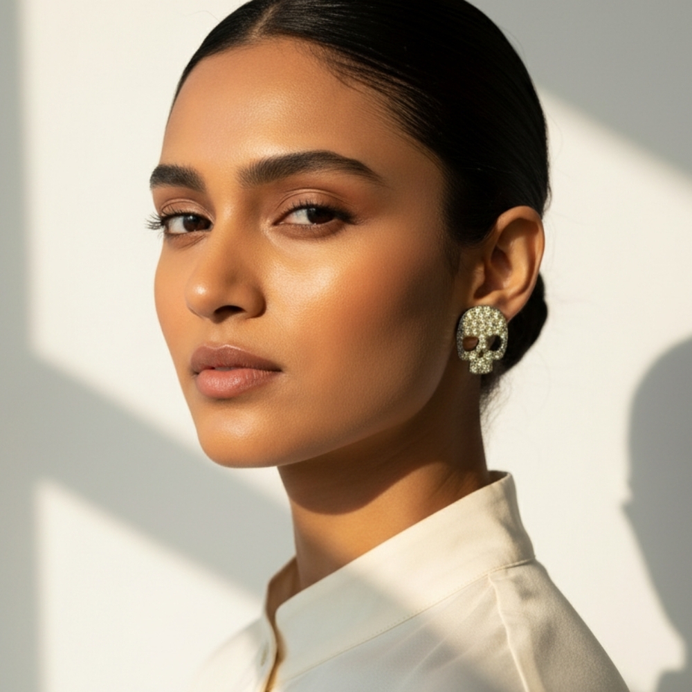 Rose Gold and Crystal skull earrings